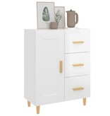 VidaXL Dressoir 69,5x34x90 cm bewerkt hout hoogglans wit