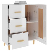 VidaXL Dressoir 69,5x34x90 cm bewerkt hout hoogglans wit