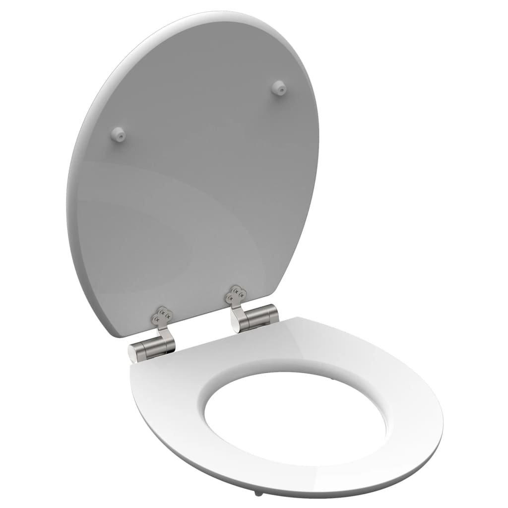 vidaXL Toiletbril met soft-close GREY STEEL MDF hoogglans