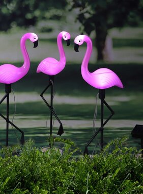 vidaXL Grondpinnen 3 st solar LED flamingo