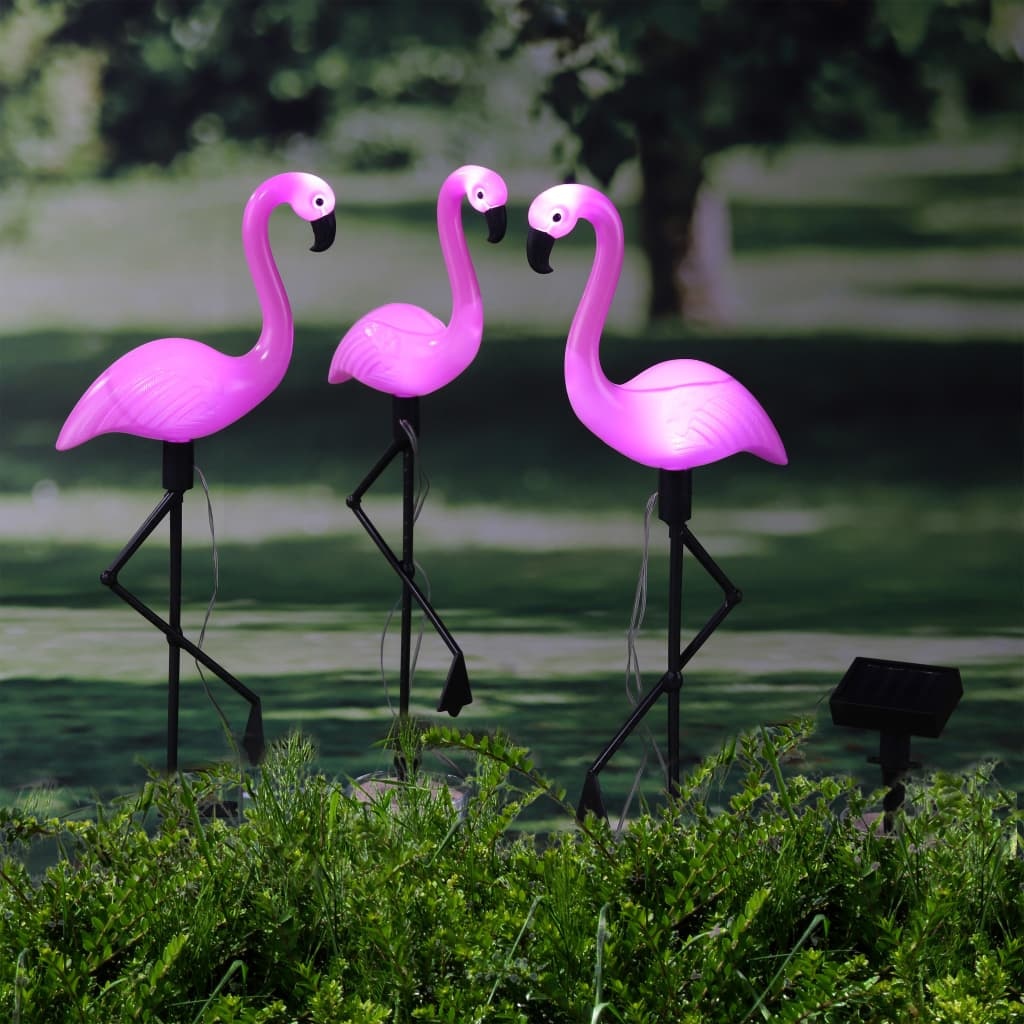 vidaXL Grondpinnen 3 st solar LED flamingo