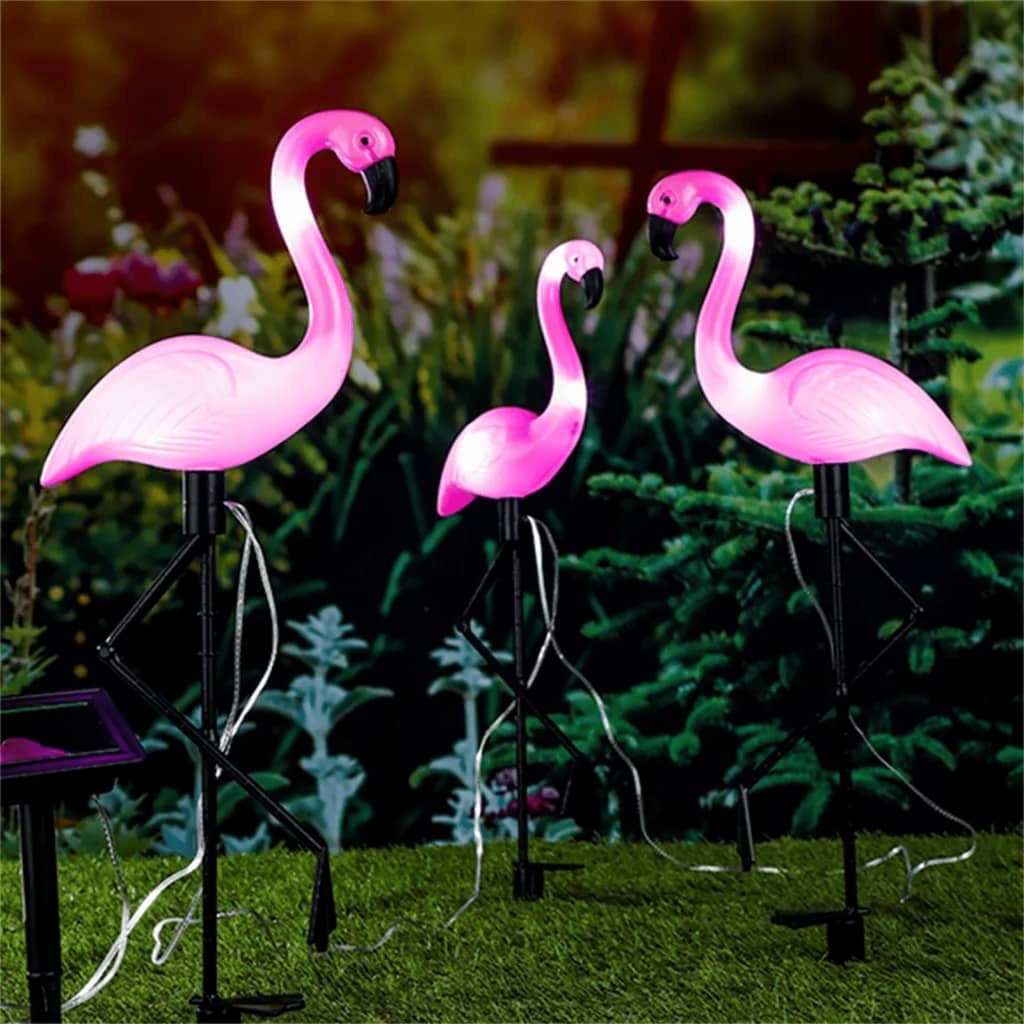 vidaXL Grondpinnen 3 st solar LED flamingo