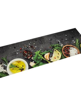 vidaXL Keukenmat wasbaar kruidenprint 45x150 cm fluweel