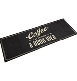 vidaXL Keukenmat wasbaar koffietekst 60x180 cm fluweel