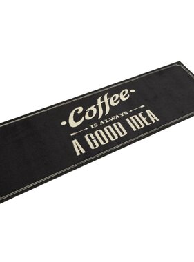 vidaXL Keukenmat wasbaar koffietekst 45x150 cm fluweel