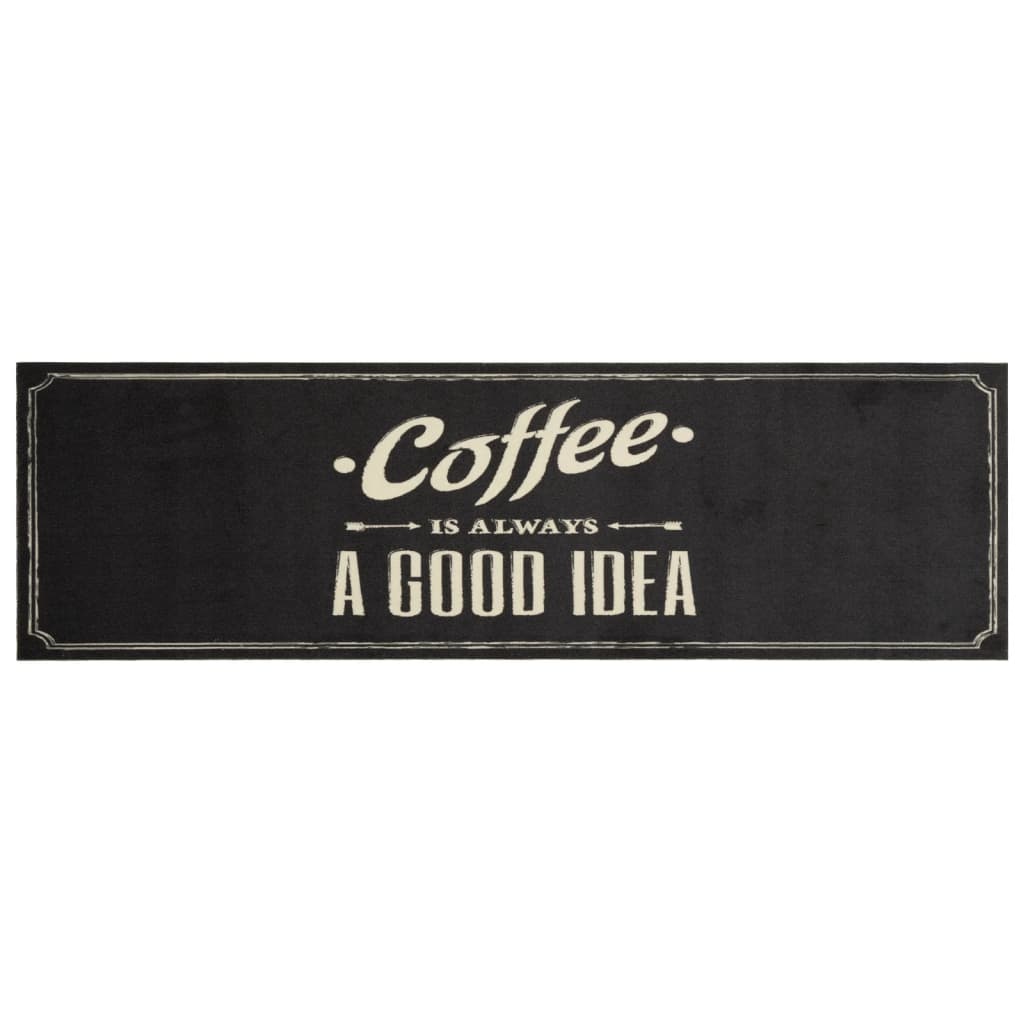 vidaXL Keukenmat wasbaar koffietekst 45x150 cm fluweel