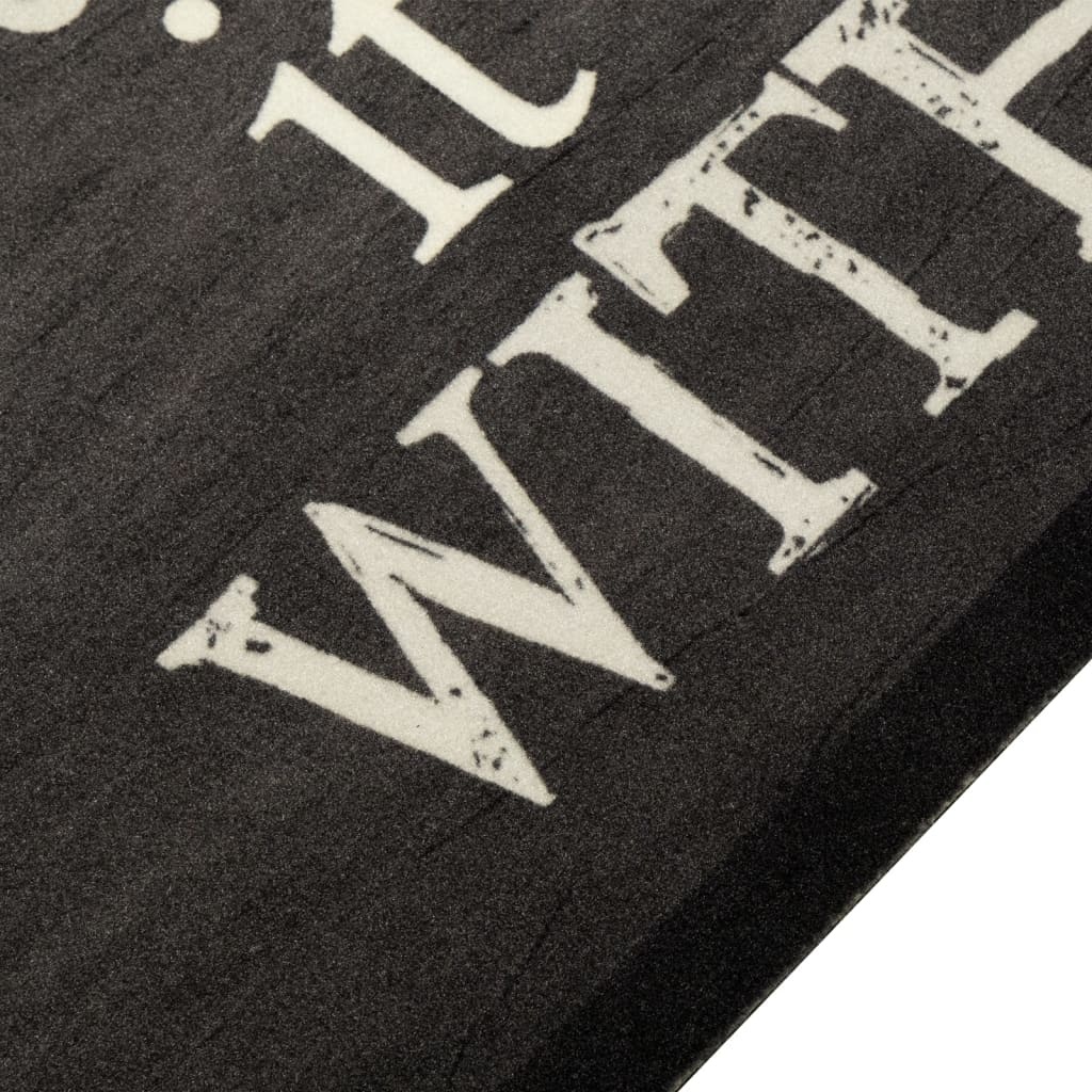 vidaXL Keukenmat wasbaar kopjeprint 60x180 cm fluweel zwart