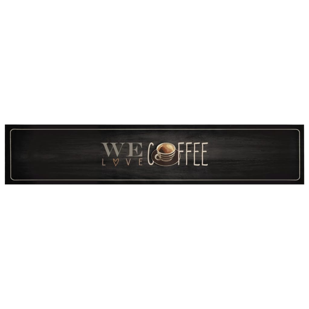 vidaXL Keukenmat wasbaar koffietekst 60x300 cm fluweel