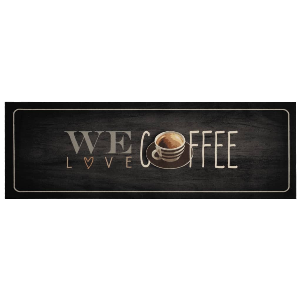 vidaXL Keukenmat wasbaar koffietekst 60x180 cm fluweel