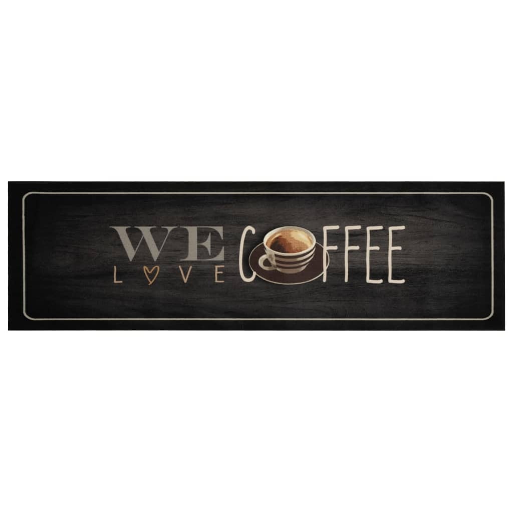 vidaXL Keukenmat wasbaar koffietekst 45x150 cm fluweel