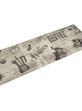 vidaXL Keukenmat wasbaar koffieprint 60x180 cm fluweel grijs