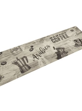 vidaXL Keukenmat wasbaar koffieprint 45x150 cm fluweel grijs