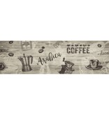 vidaXL Keukenmat wasbaar koffieprint 45x150 cm fluweel grijs