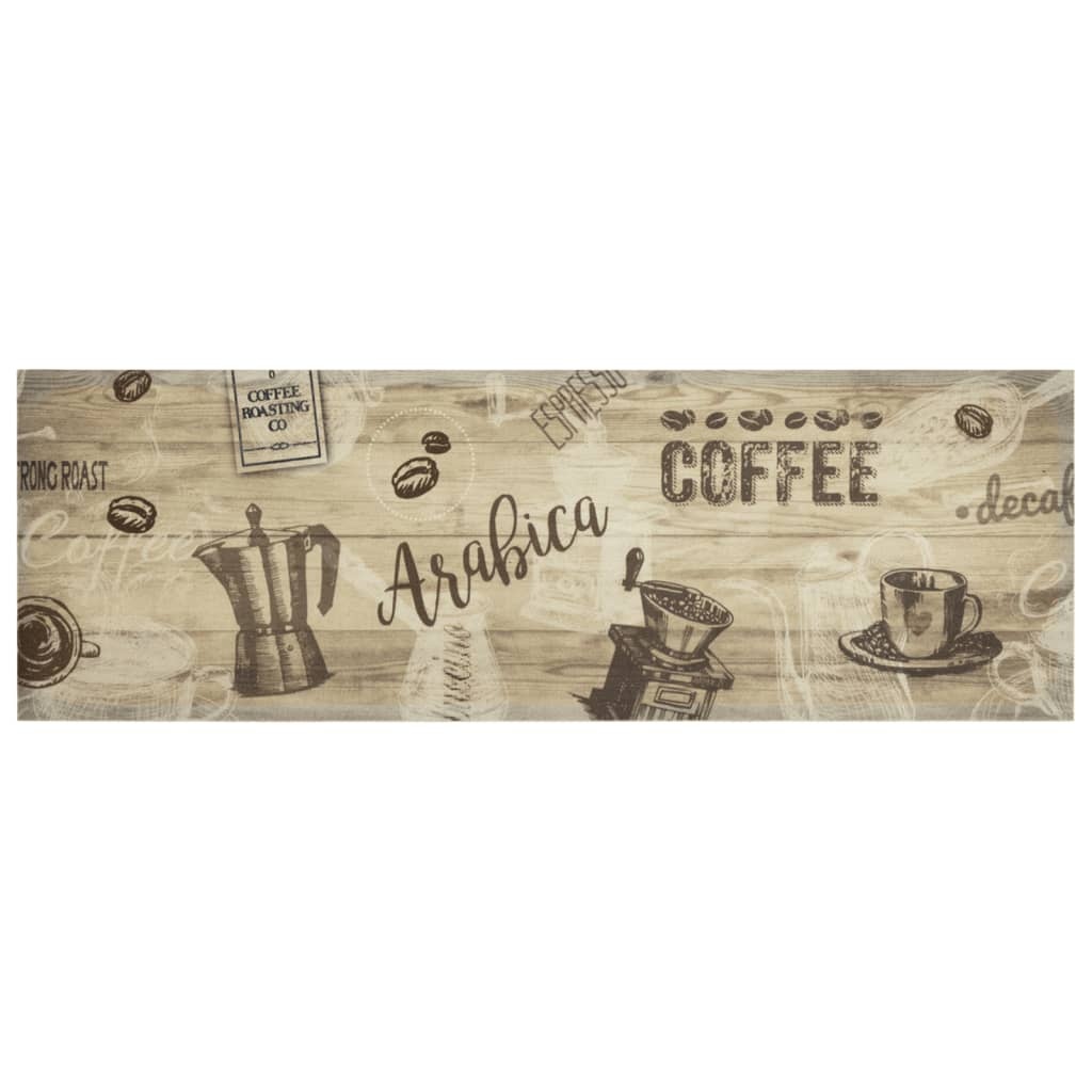 vidaXL Keukenmat wasbaar koffieprint 60x180 cm fluweel bruin
