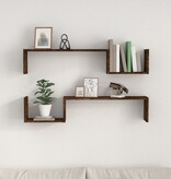 VidaXL Wandschappen 2 st 100x15x20 cm bewerkt hout gerookt eikenkleur