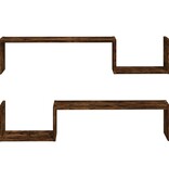VidaXL Wandschappen 2 st 100x15x20 cm bewerkt hout gerookt eikenkleur