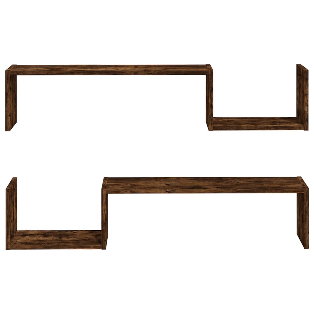VidaXL Wandschappen 2 st 100x15x20 cm bewerkt hout gerookt eikenkleur