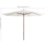 vidaXL Parasol met houten paal 350 cm zandwit