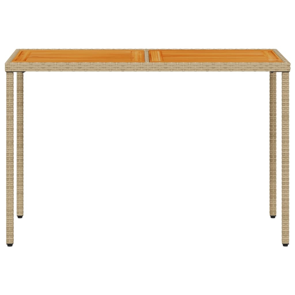 vidaXL Tuintafel met acaciahouten blad 115x54x74 cm poly rattan beige