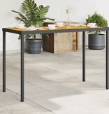 vidaXL Tuintafel met acaciahouten blad 115x54x74 cm poly rattan zwart