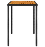 vidaXL Tuintafel met acaciahouten blad 115x54x74 cm poly rattan zwart