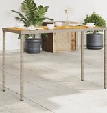 vidaXL Tuintafel met acaciahouten blad 115x54x74 cm poly rattan grijs