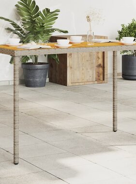 vidaXL Tuintafel met acaciahouten blad 115x54x74 cm poly rattan grijs