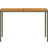 vidaXL Tuintafel met acaciahouten blad 115x54x74 cm poly rattan grijs