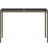 vidaXL Tuintafel met glazen blad 115x54x74 cm poly rattan grijs