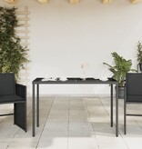 vidaXL Tuintafel met glazen blad 115x54x74 cm poly rattan zwart