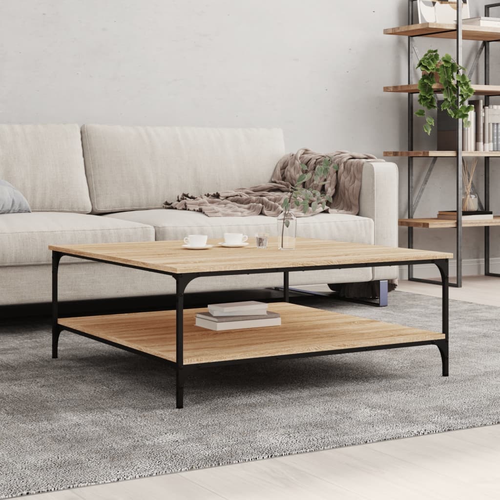 VidaXL Salontafel 100x100x40 cm bewerkt hout sonoma eikenkleurig