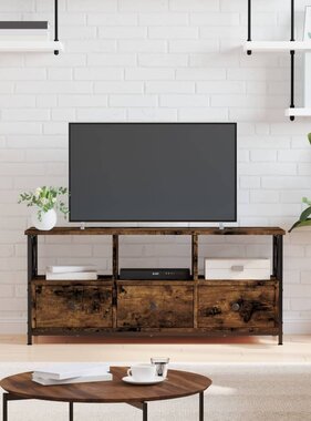VidaXL Tv-meubel 102x33x45 cm bewerkt hout en ijzer gerookt eikenkleur