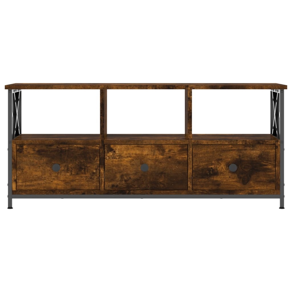 VidaXL Tv-meubel 102x33x45 cm bewerkt hout en ijzer gerookt eikenkleur
