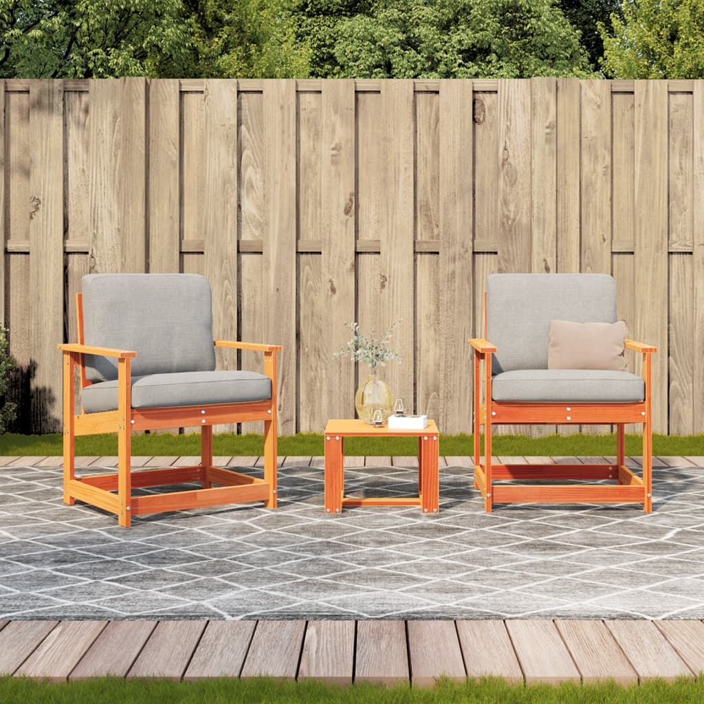 VidaXL 3-delige Loungeset massief grenenhout wasbruin