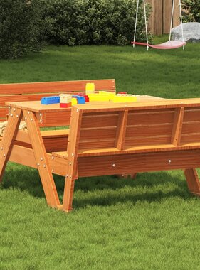 vidaXL Picknicktafel voor kinderen 88x122x58 cm grenenhout wasbruin