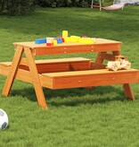 vidaXL Picknicktafel voor kinderen 88x97x52 cm grenenhout wasbruin