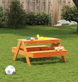 vidaXL Picknicktafel voor kinderen 88x97x52 cm grenenhout wasbruin