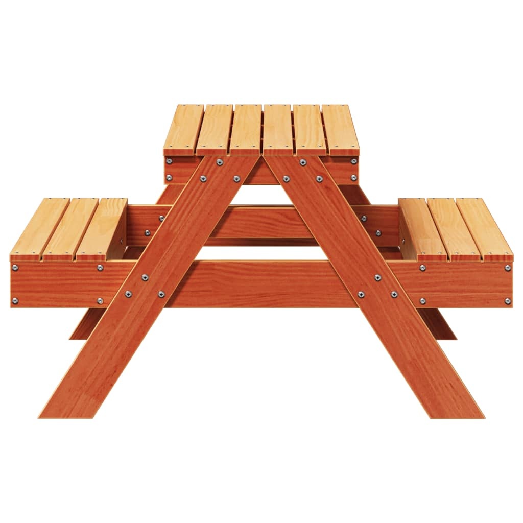 VidaXL Picknicktafel voor kinderen 88x97x52 cm grenenhout wasbruin