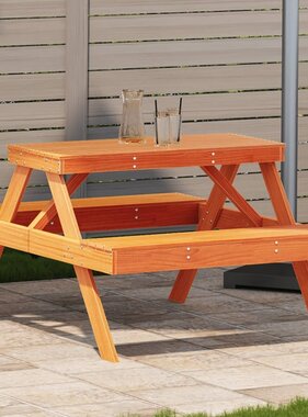 VidaXL Picknicktafel 105x134x75 cm massief grenenhout wasbruin