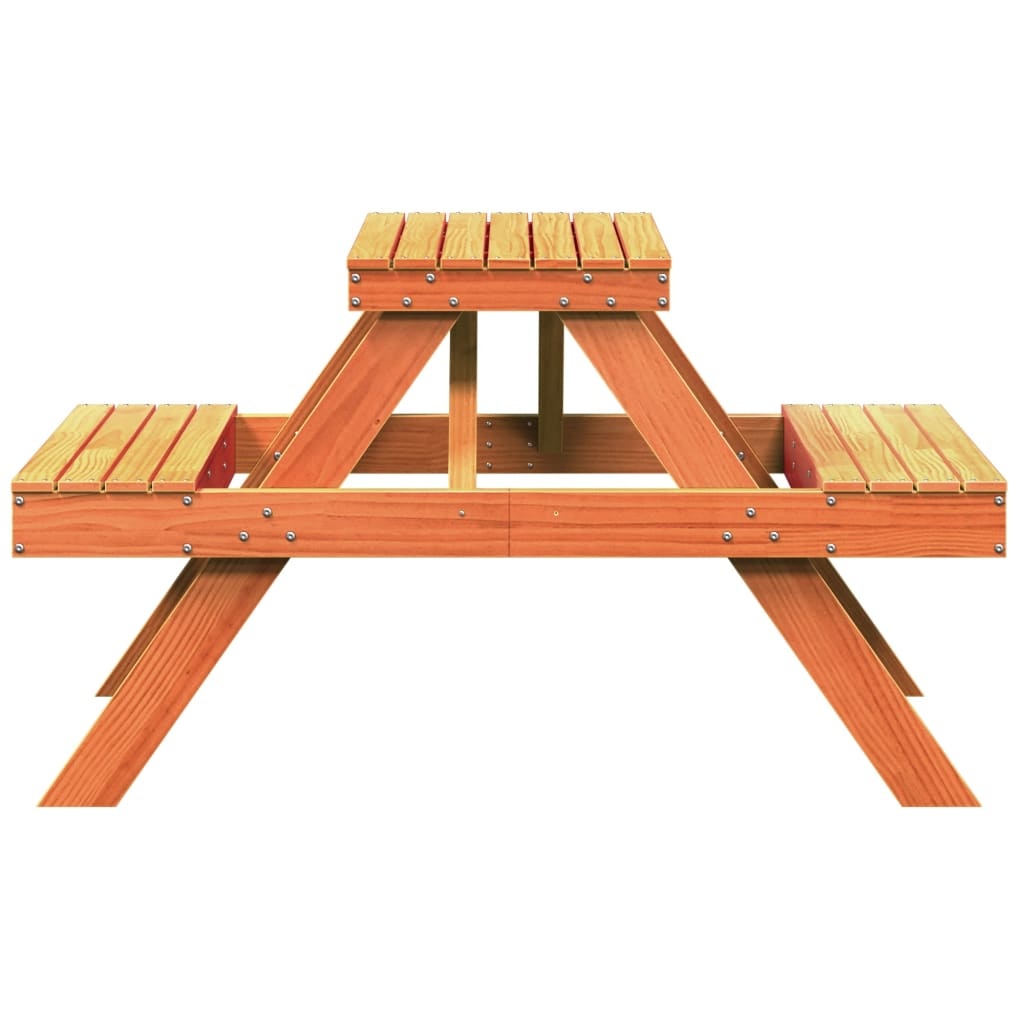 VidaXL Picknicktafel 105x134x75 cm massief grenenhout wasbruin