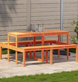 VidaXL Picknicktafel 160x134x75 cm massief grenenhout wasbruin