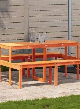 vidaXL Picknicktafel 160x134x75 cm massief grenenhout wasbruin