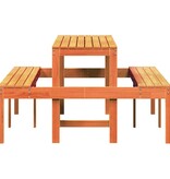 VidaXL Picknicktafel 160x134x75 cm massief grenenhout wasbruin