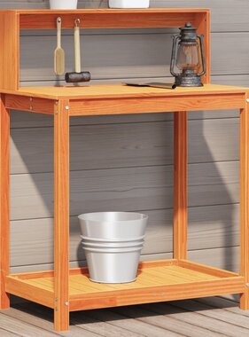 VidaXL Oppottafel met schappen 82,5x50x109,5 cm grenenhout bruin