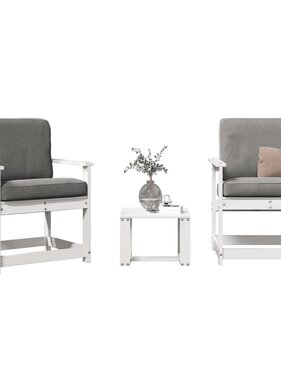 VidaXL 3-delige Loungeset massief grenenhout wit
