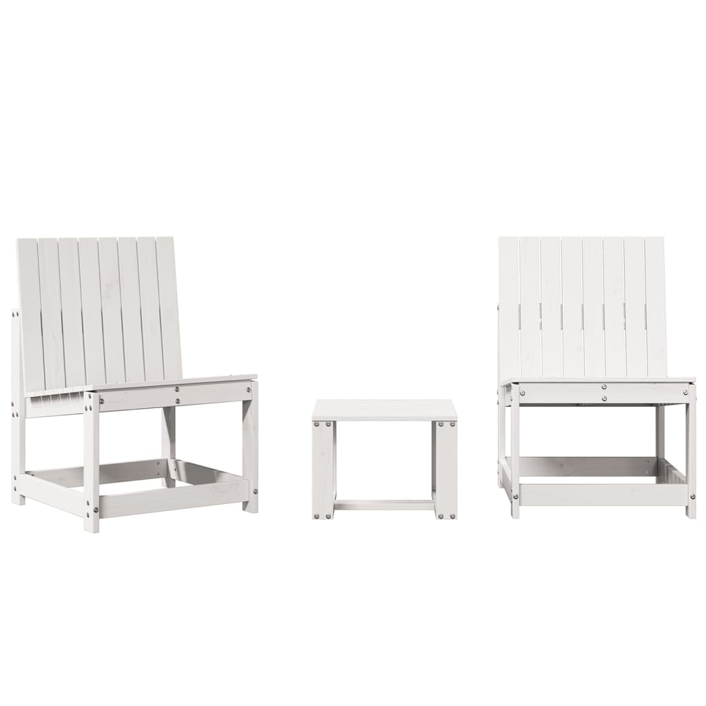VidaXL 3-delige Loungeset massief grenenhout wit