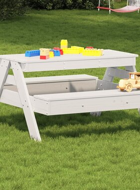 vidaXL Picknicktafel voor kinderen 88x97x52 cm massief grenenhout wit