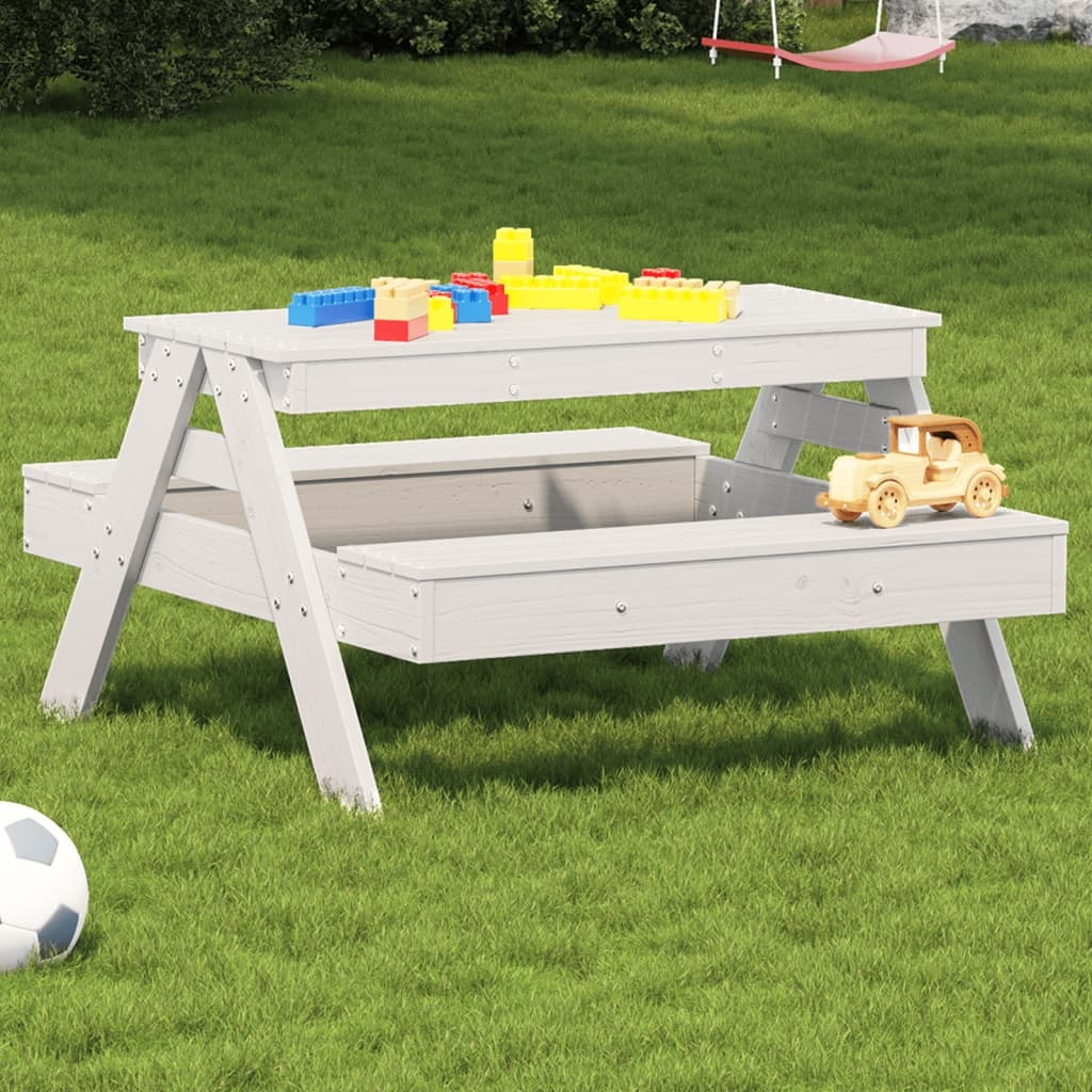 VidaXL Picknicktafel voor kinderen 88x97x52 cm massief grenenhout wit
