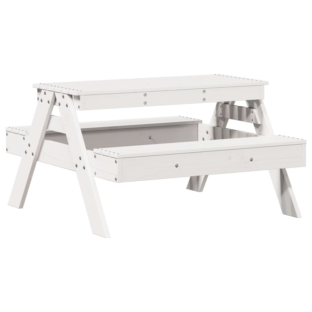 VidaXL Picknicktafel voor kinderen 88x97x52 cm massief grenenhout wit