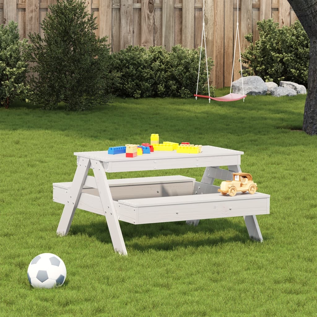 vidaXL Picknicktafel voor kinderen 88x97x52 cm massief grenenhout wit